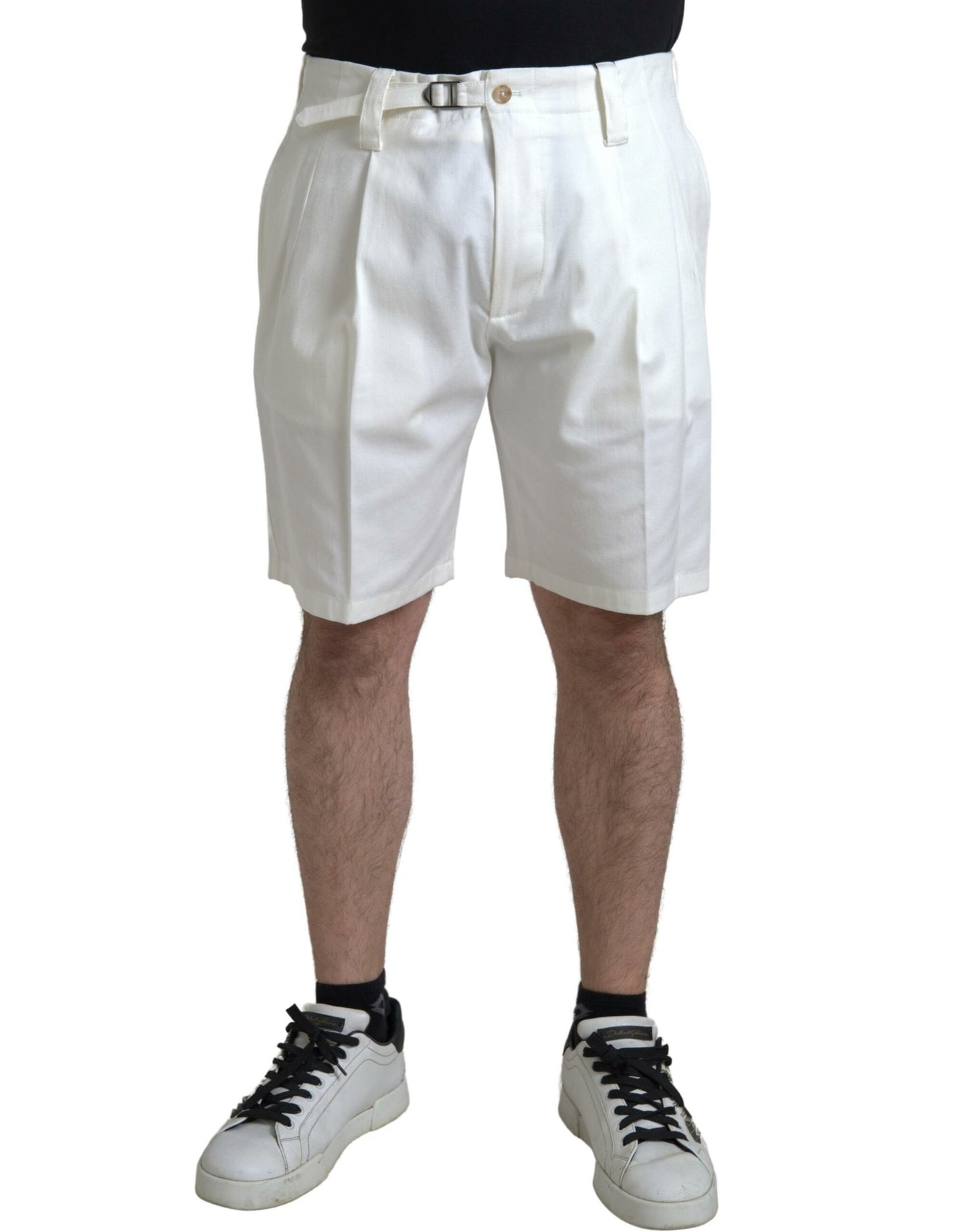 Bermudas vaqueras de hombre elásticas de algodón blanco