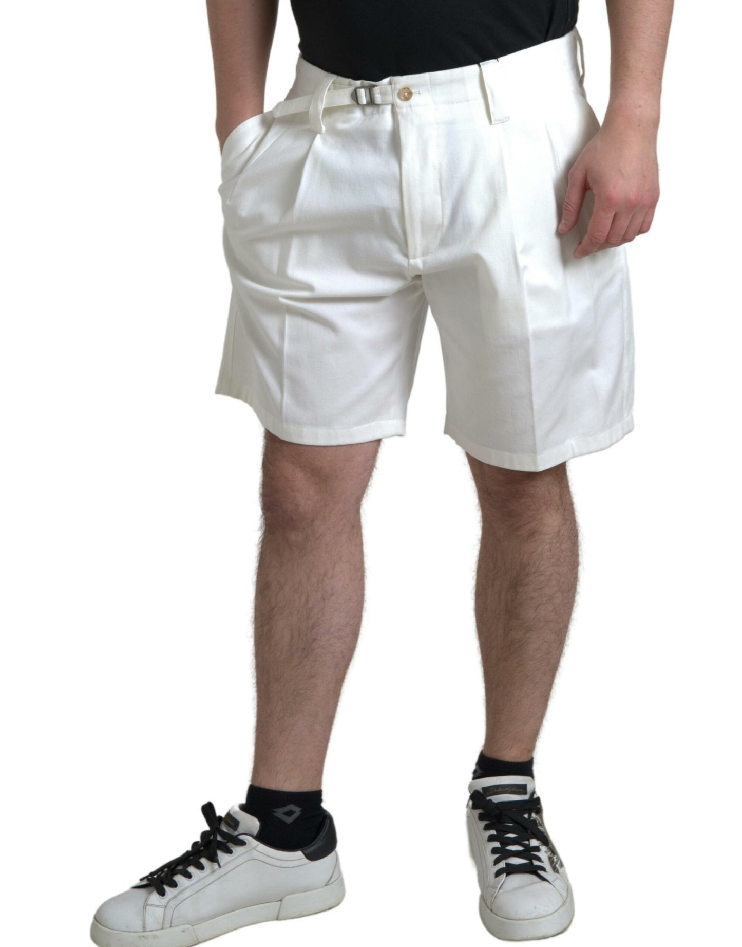 Bermudas vaqueras de hombre elásticas de algodón blanco