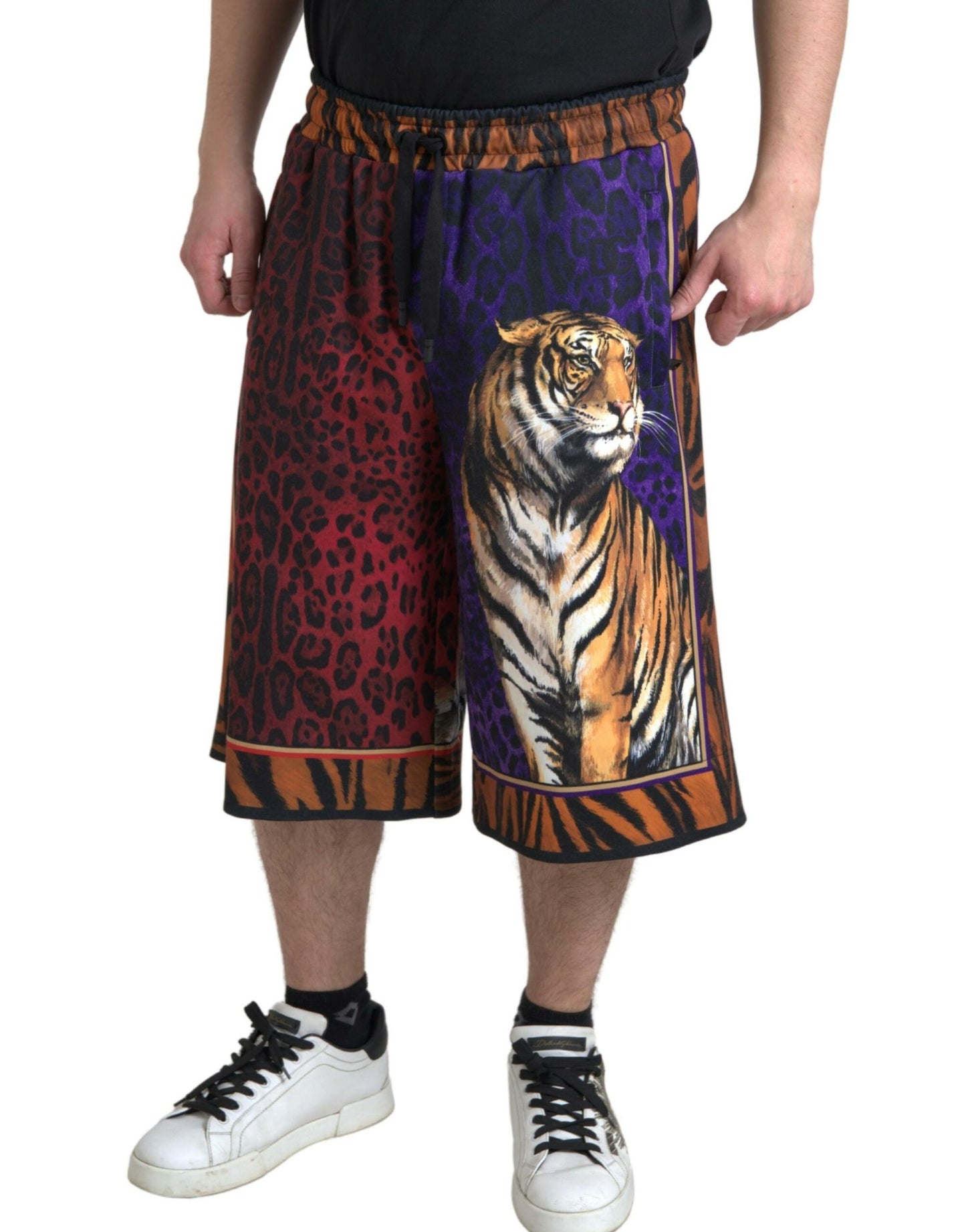 Bermuda da uomo con stampa tigre multicolor