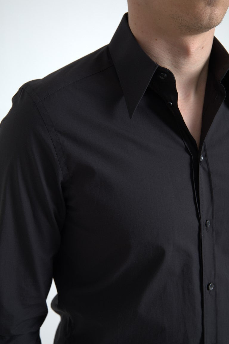 Camicia MARTINI a maniche lunghe da uomo in cotone nero