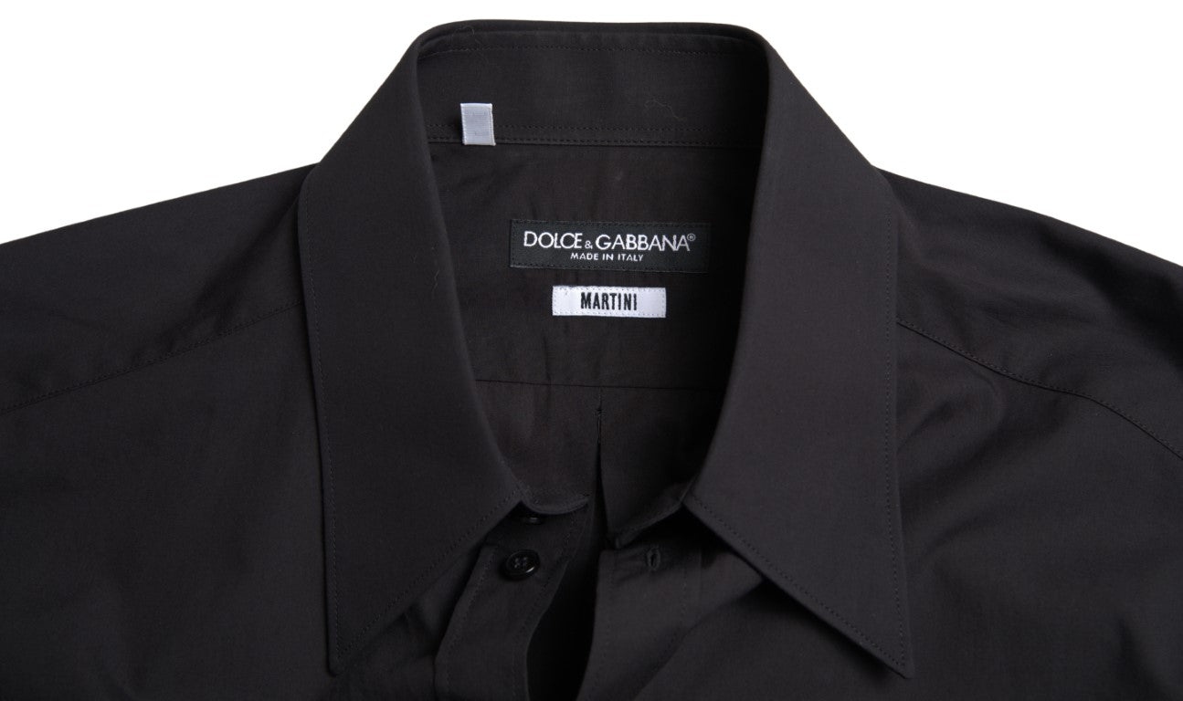 Camicia MARTINI a maniche lunghe da uomo in cotone nero