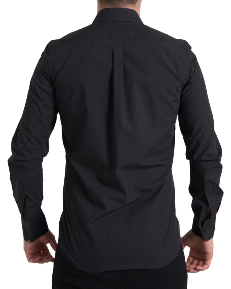 Camicia MARTINI a maniche lunghe da uomo in cotone nero