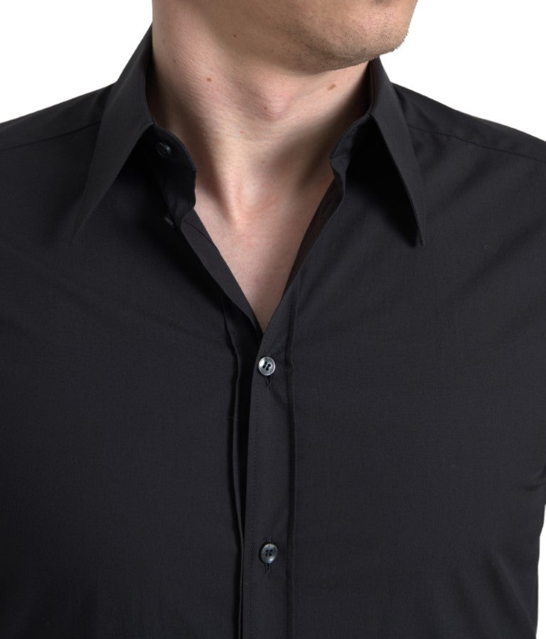 Camicia MARTINI a maniche lunghe da uomo in cotone nero