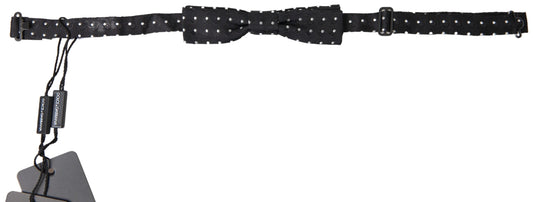 Pajarita Papillon Cuello Hombre Ajustable Seda Lunares Negros