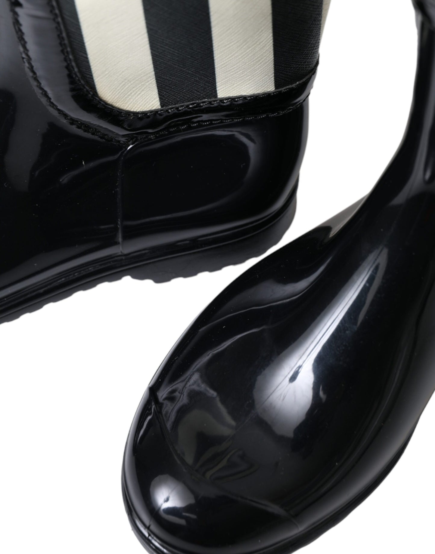 Dolce & Gabbana – Kniehohe Stiefel mit schwarzen und weißen Streifen