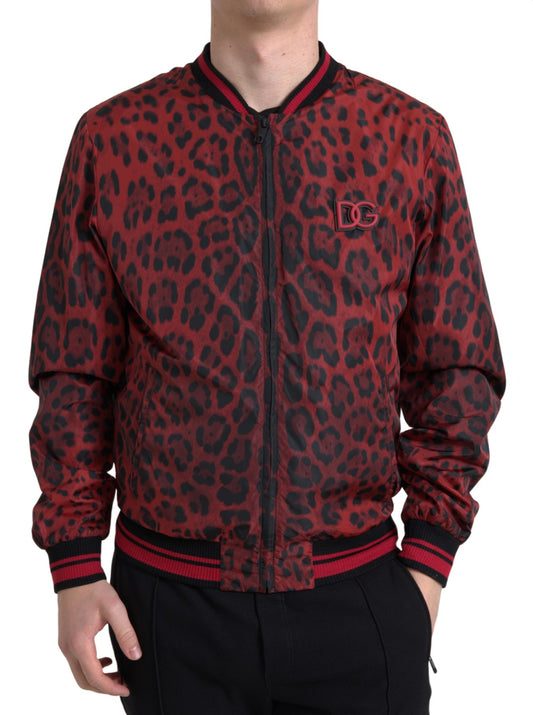 Chaqueta bomber corta de leopardo rojo
