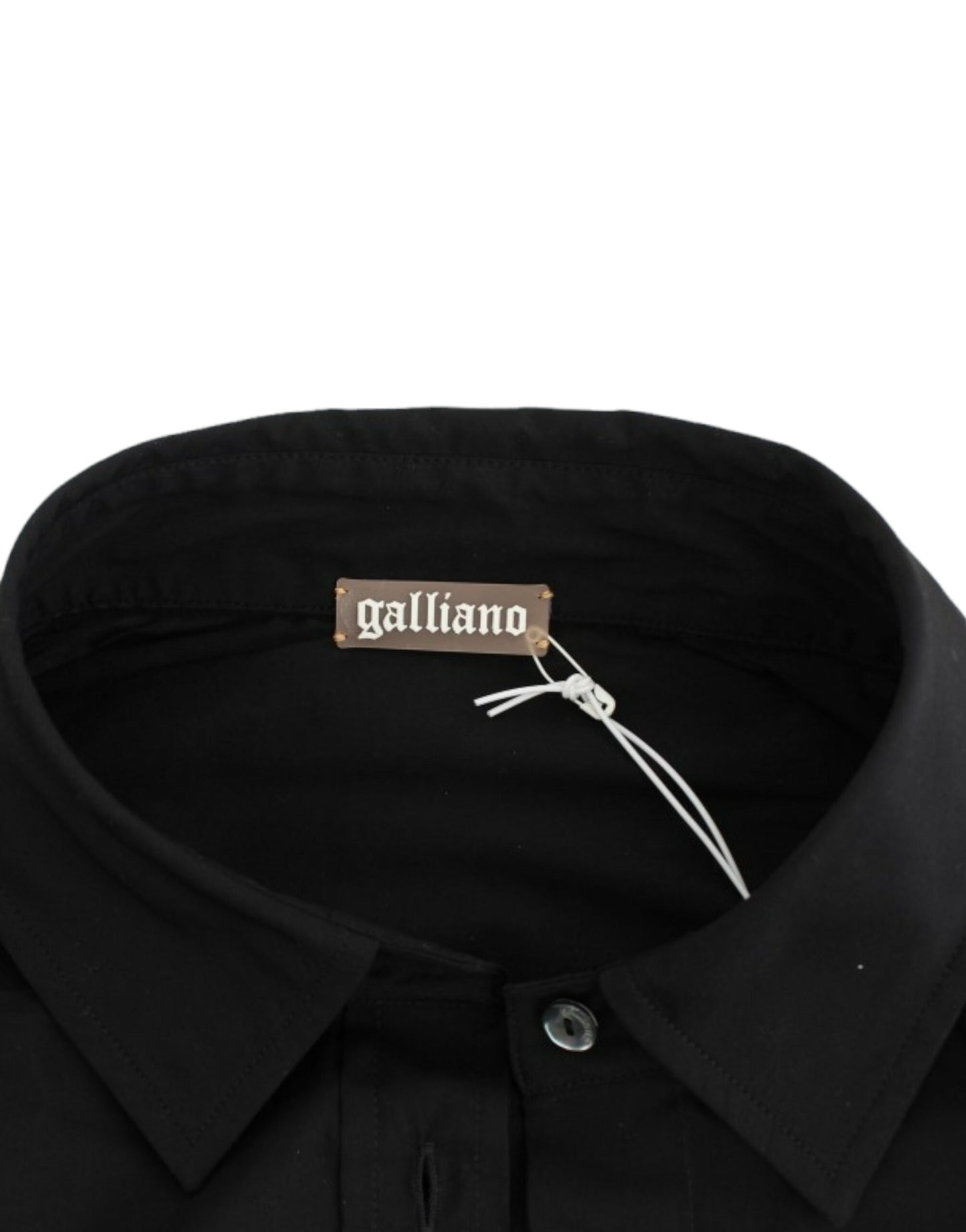 John Galliano Elegante Schwarze Baumwoll Stretch Kurzarmbluse
