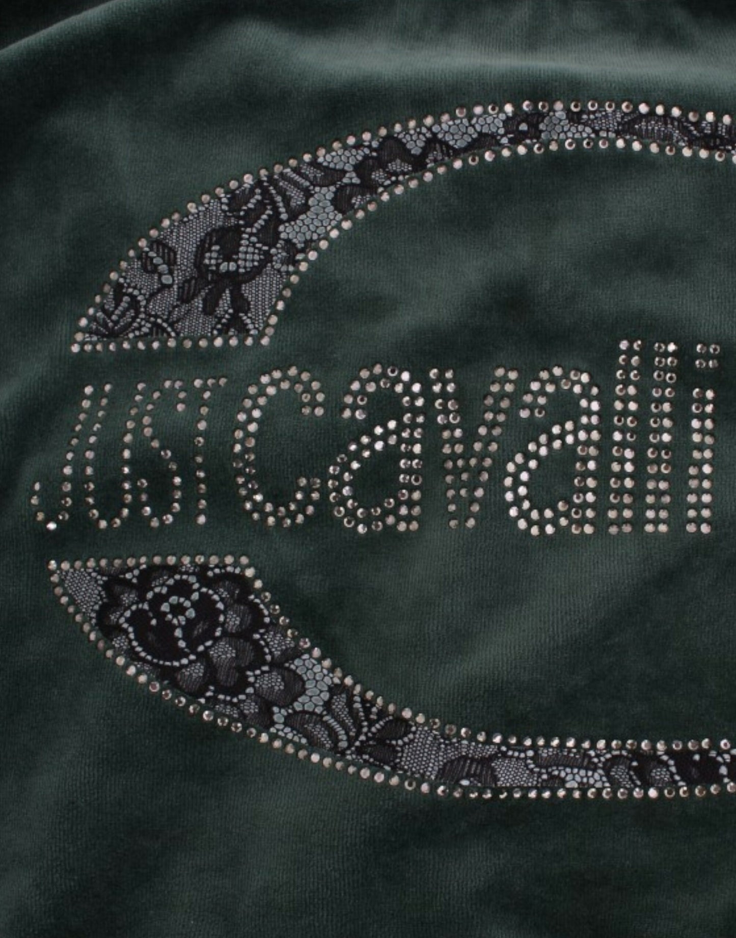 Cavalli Eleganter Grüner Mockpullover mit Strassdetails