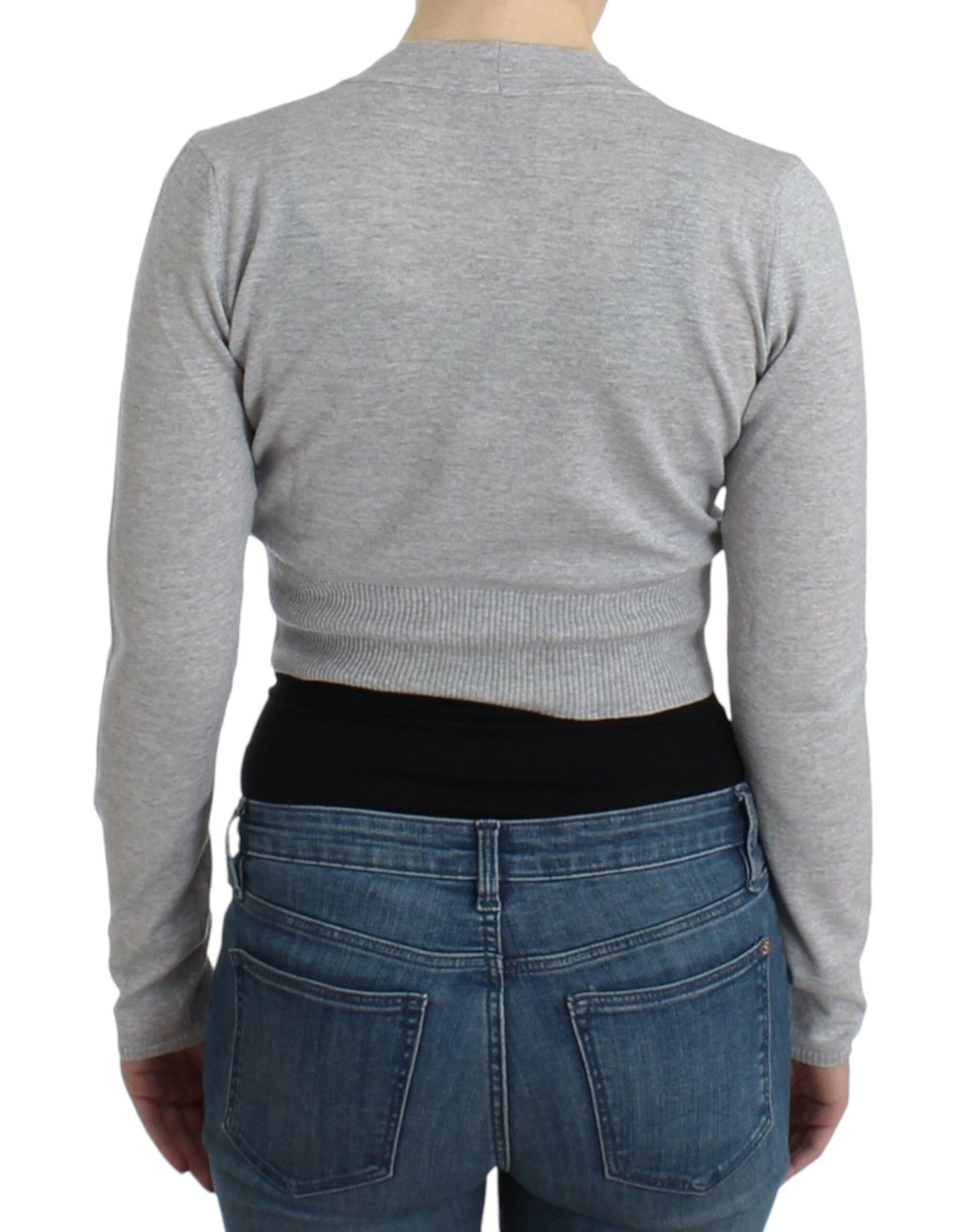 Cardigan court en laine vierge Cavalli en gris chic