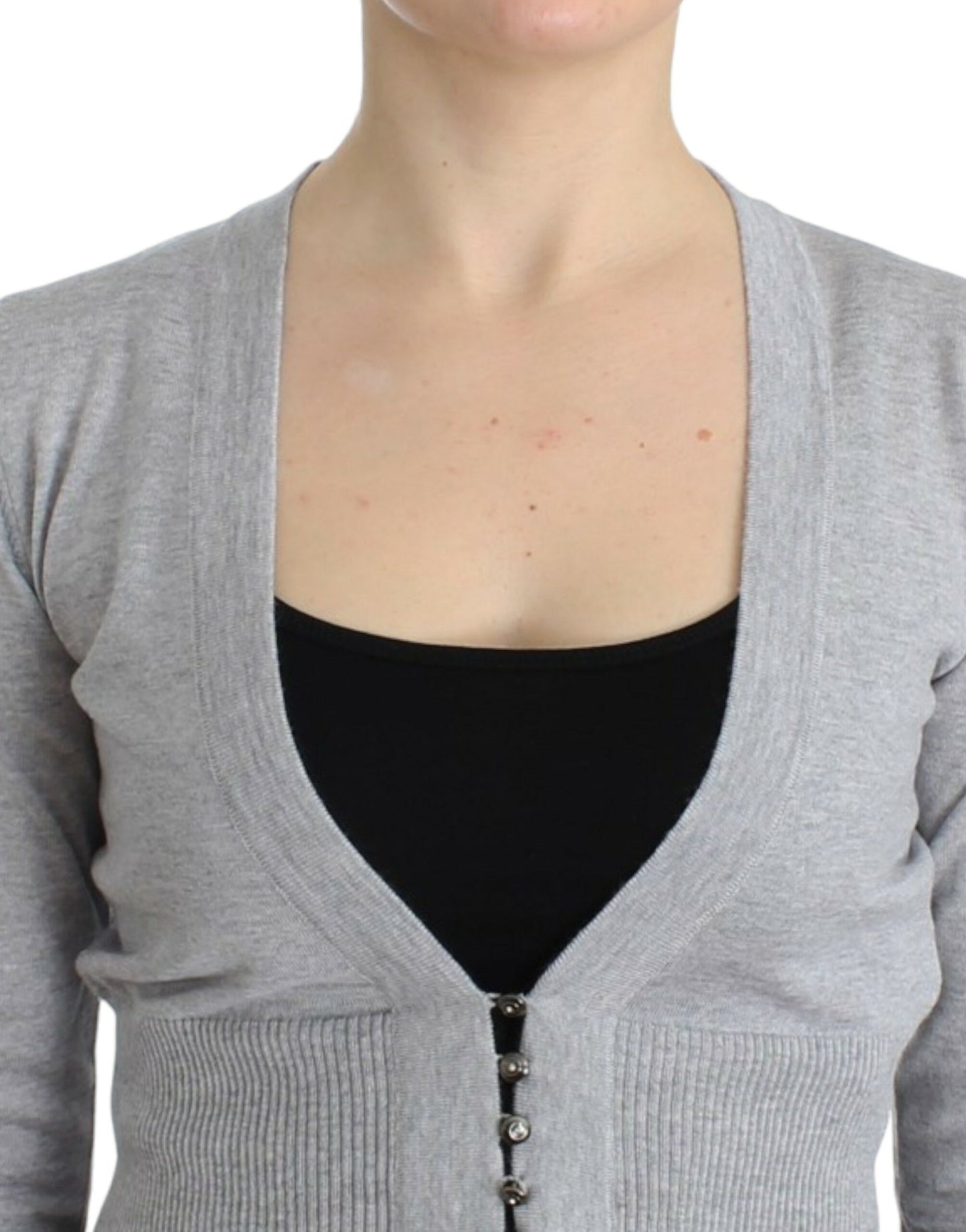 Cardigan court en laine vierge Cavalli en gris chic