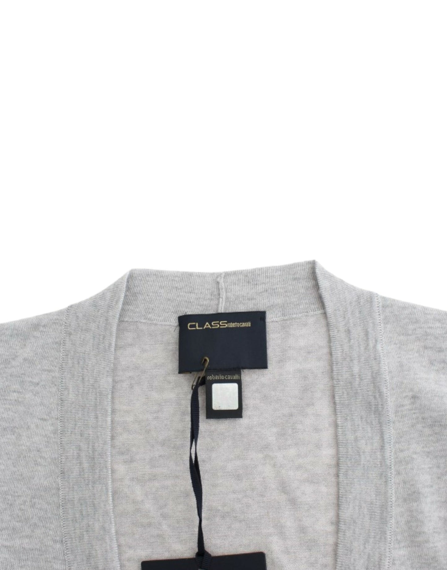 Cardigan court en laine vierge Cavalli en gris chic