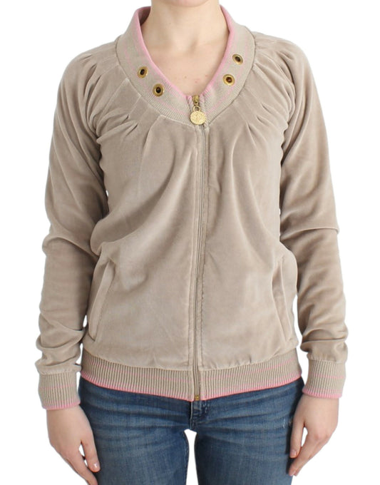 Jersey cremallera terciopelo beige