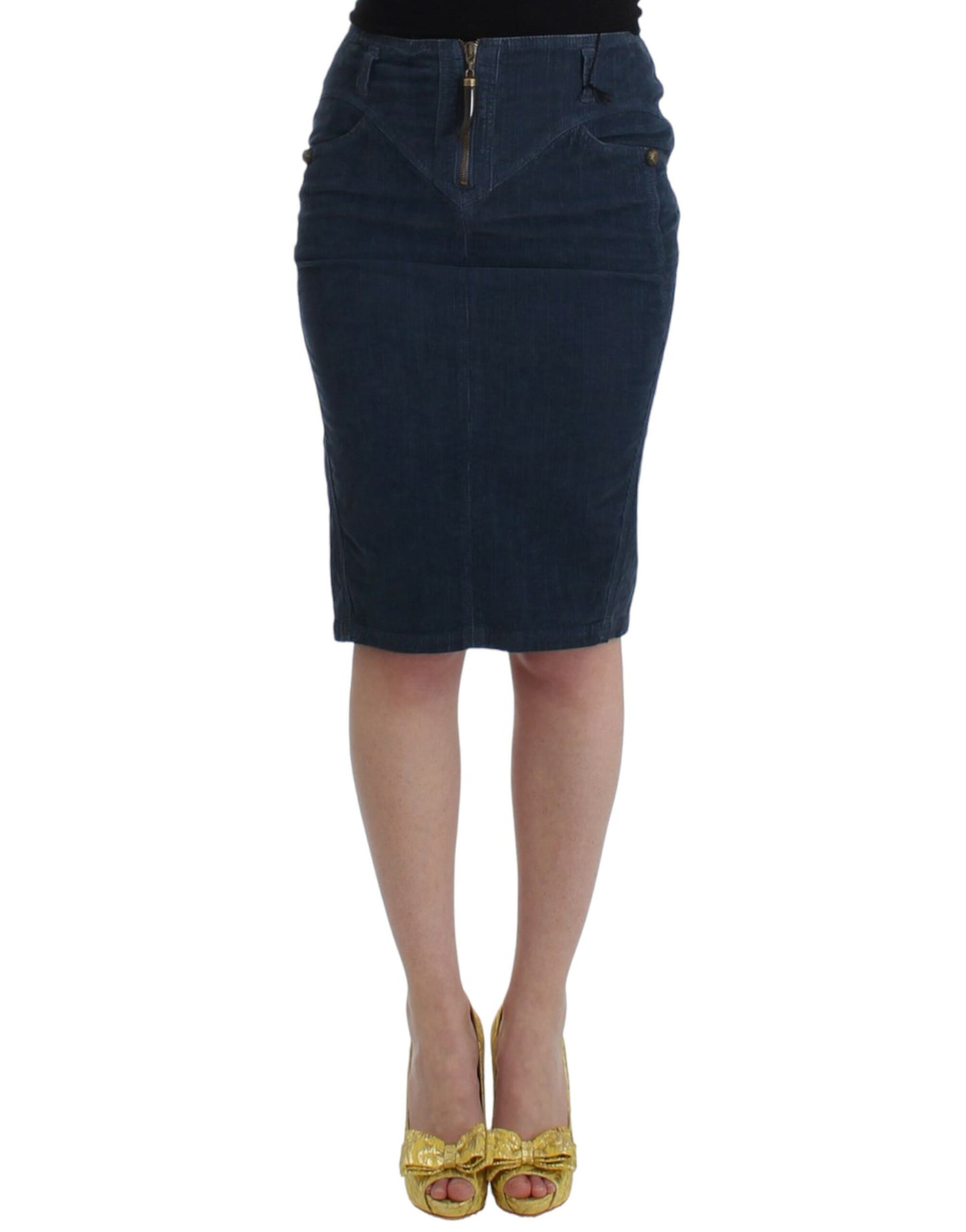 Falda tubo pana azul
