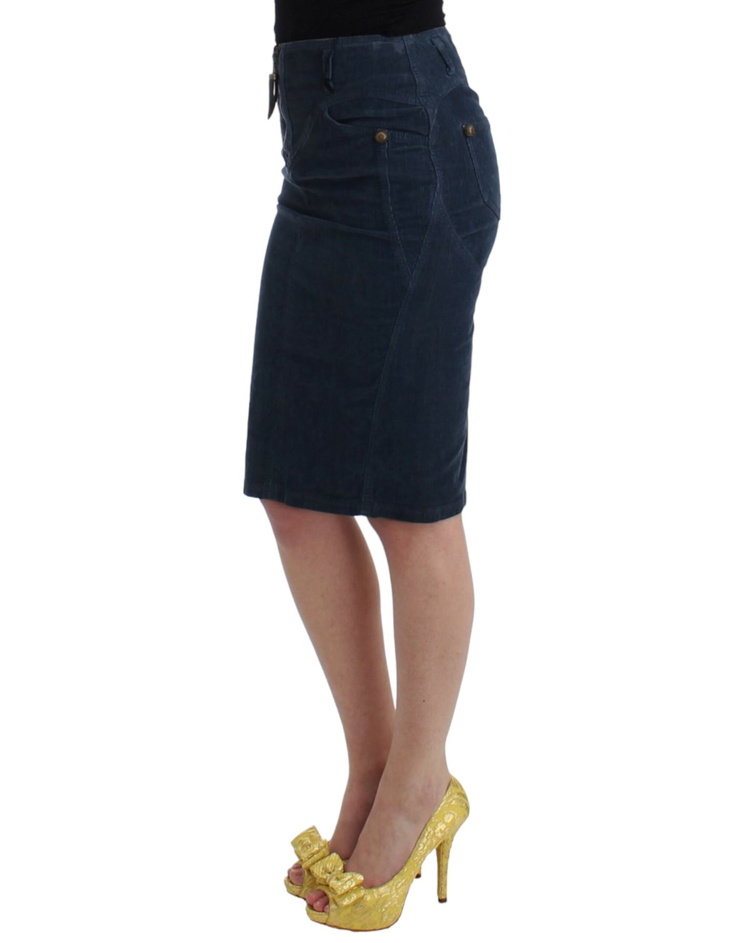 Falda tubo pana azul