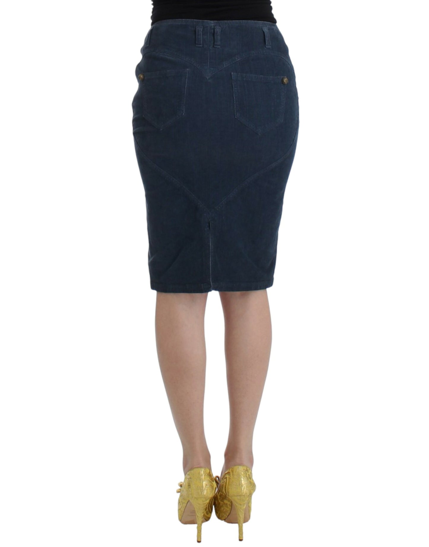 Falda tubo pana azul