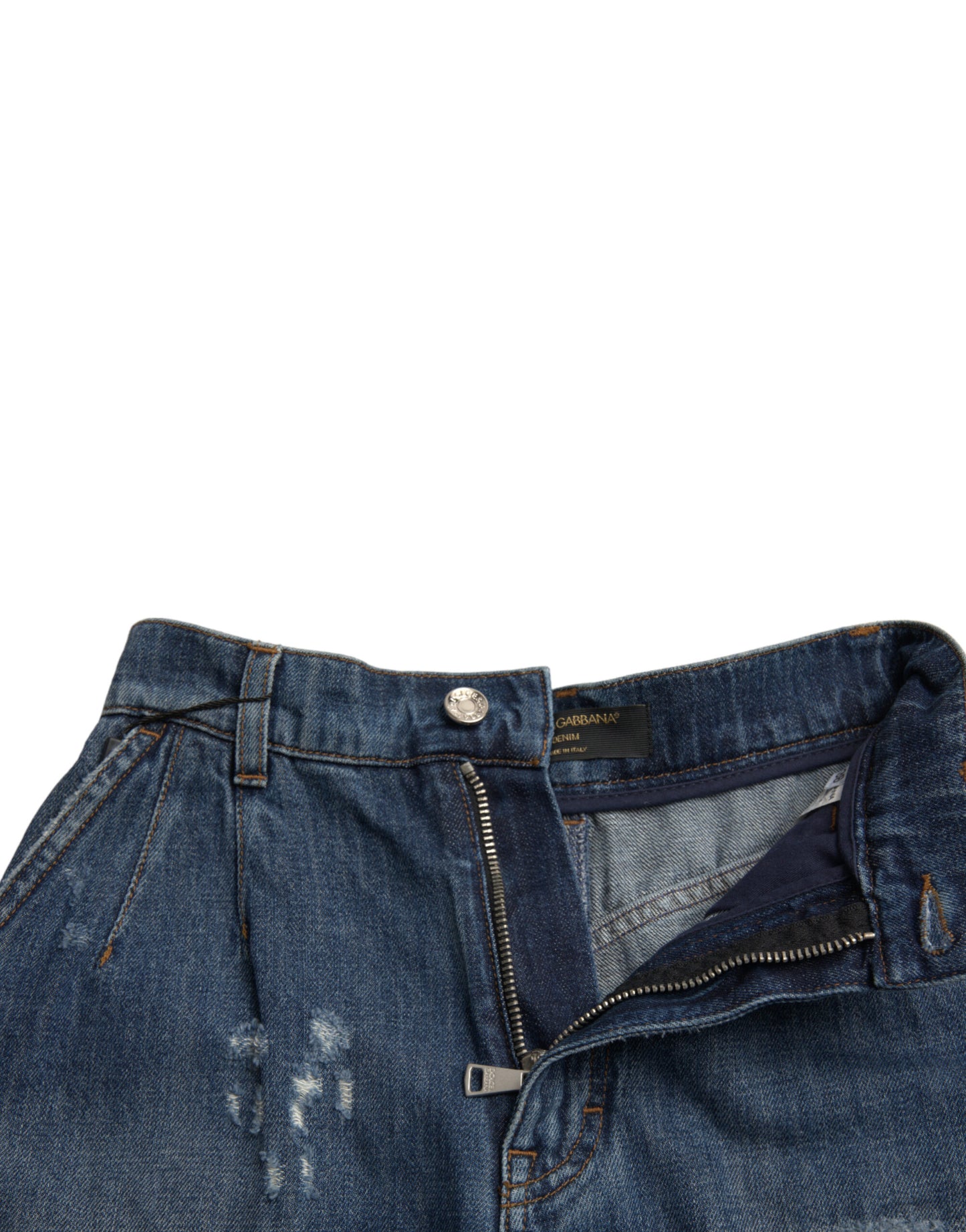 Pantalones cortos de mezclilla de cintura alta de algodón azul