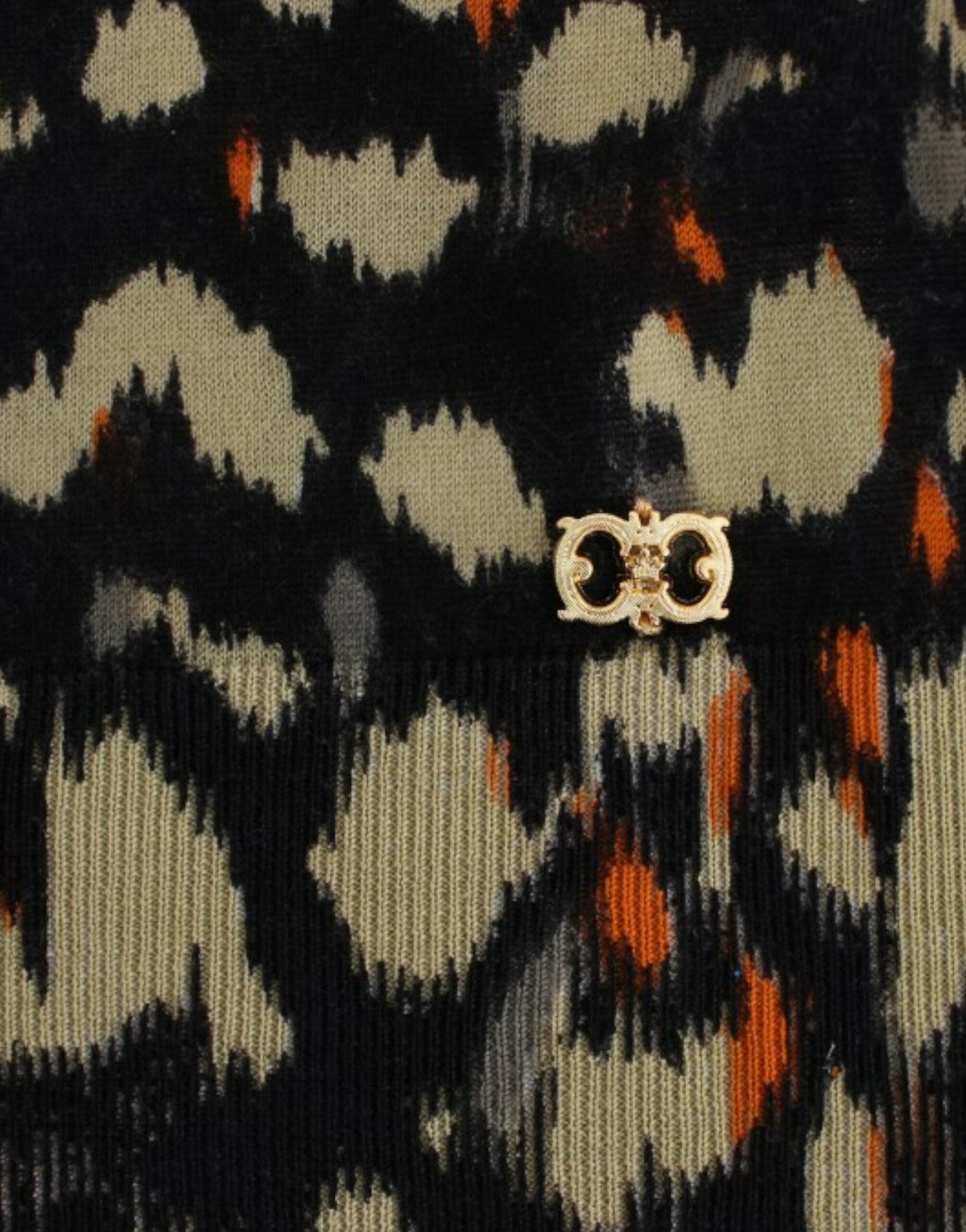 Cavalli Eleganter Mehrfarbiger V-Ausschnitt Wollpullover