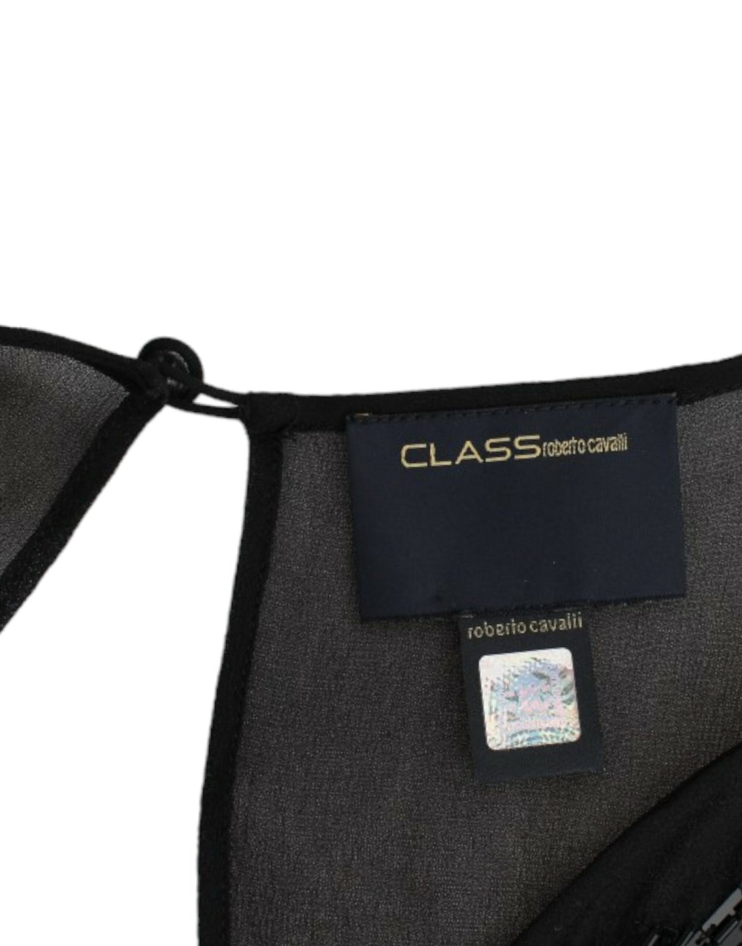 Cavalli Elegantes Transparentes Schwarzes Seidenblousonkleid