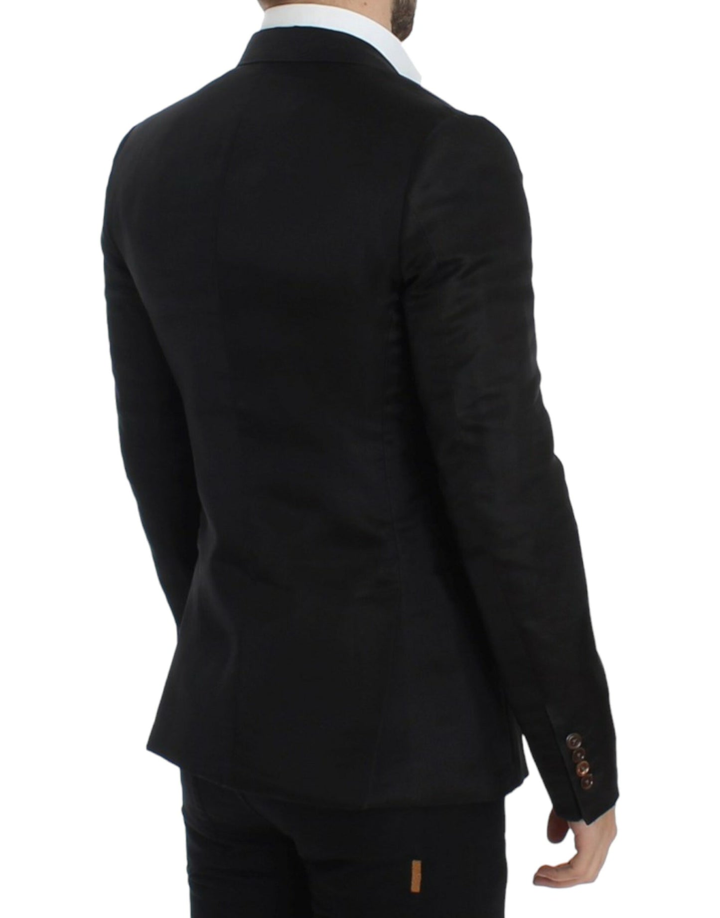 Americana negra de seda slim fit