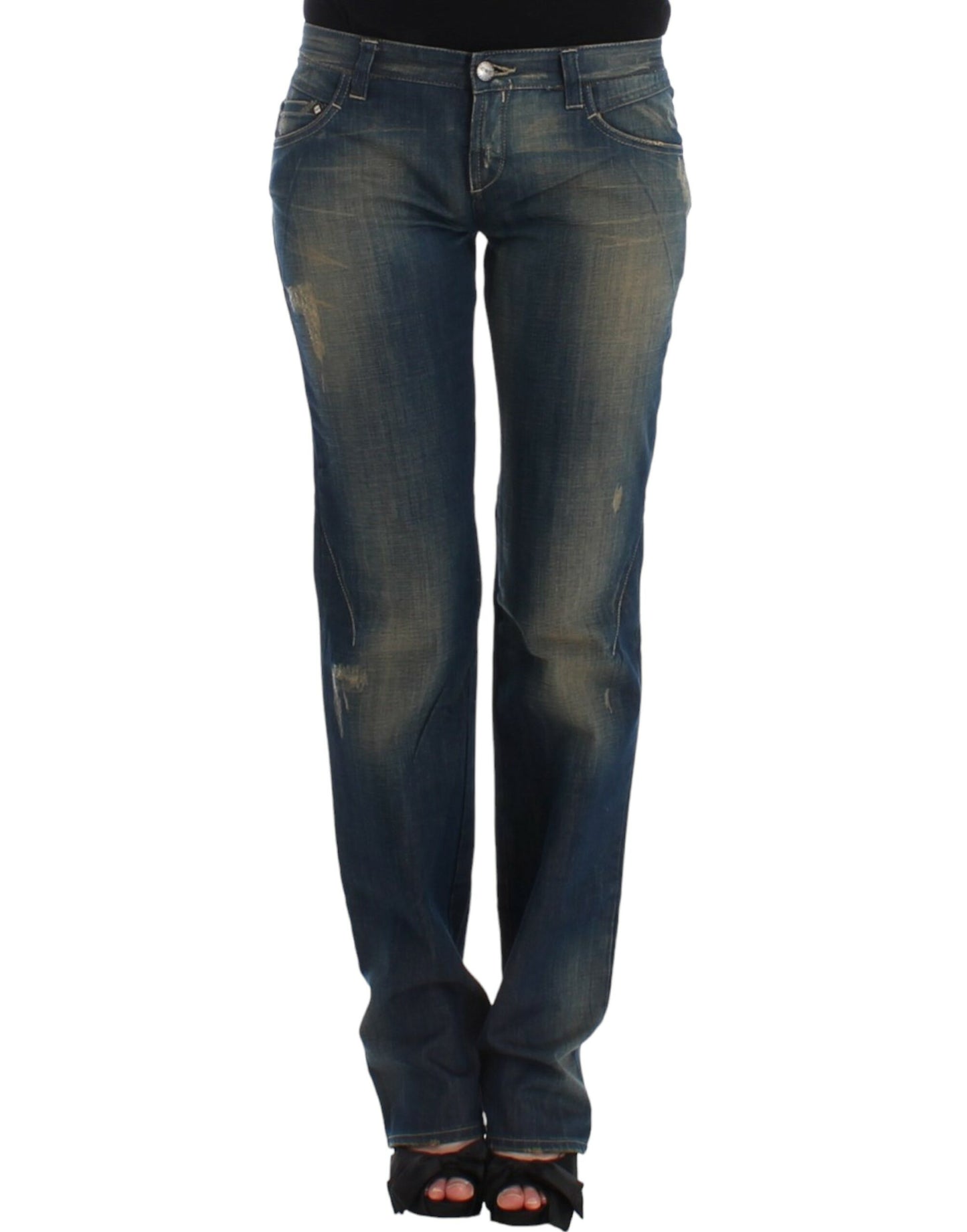Jeans blu a gamba dritta