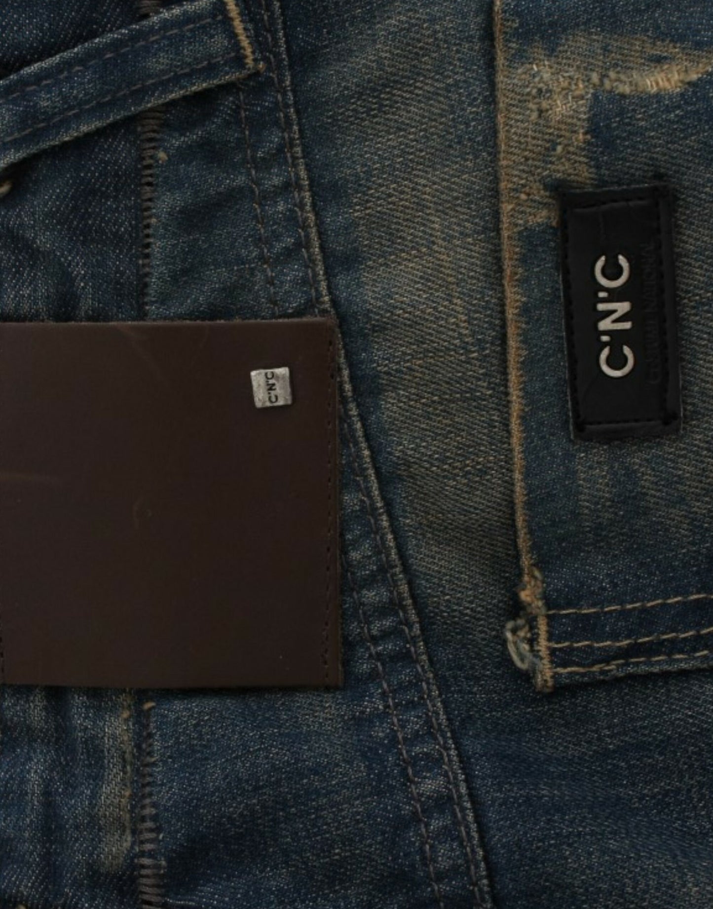 Jeans blu a gamba dritta