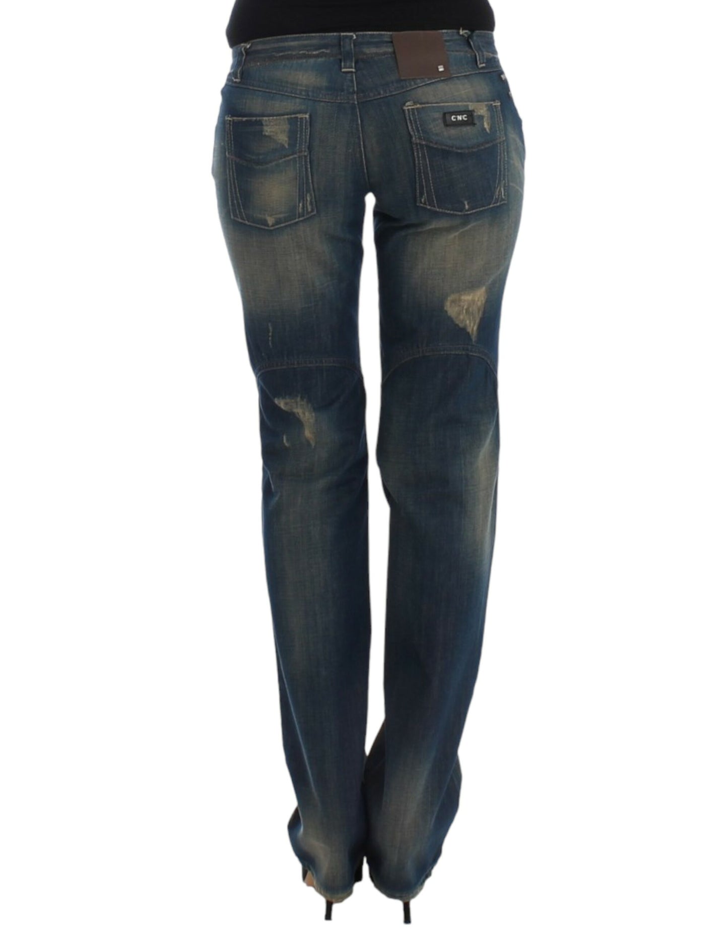 Jeans blu a gamba dritta