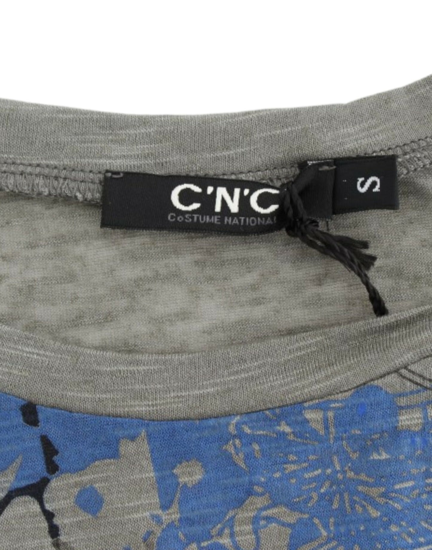 Costume National Chic Ärmelloses Graues Top mit Blauen Akzenten