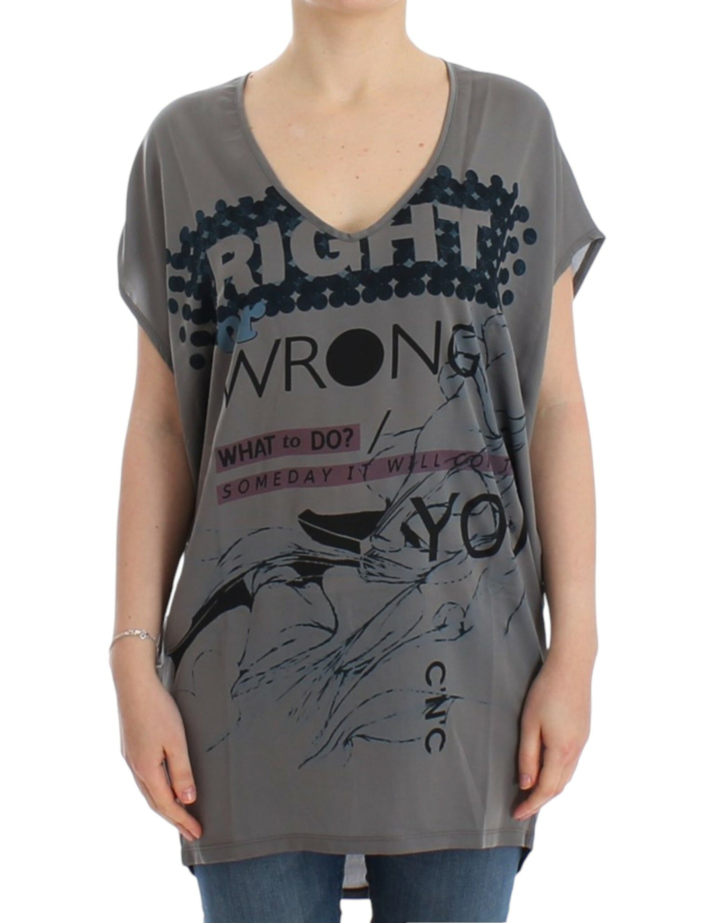 Costume National Elegante V-Ausschnitt-Tunika mit Motivdruck