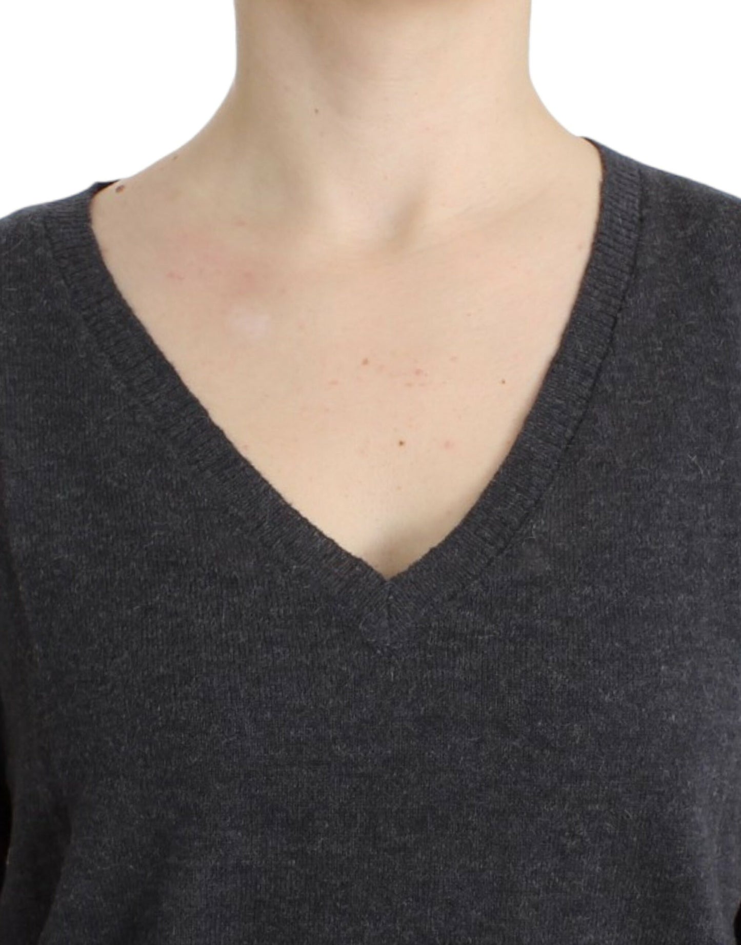 Costume National Chic V-Ausschnitt Alpaka-Mischung Kurzarmpullover