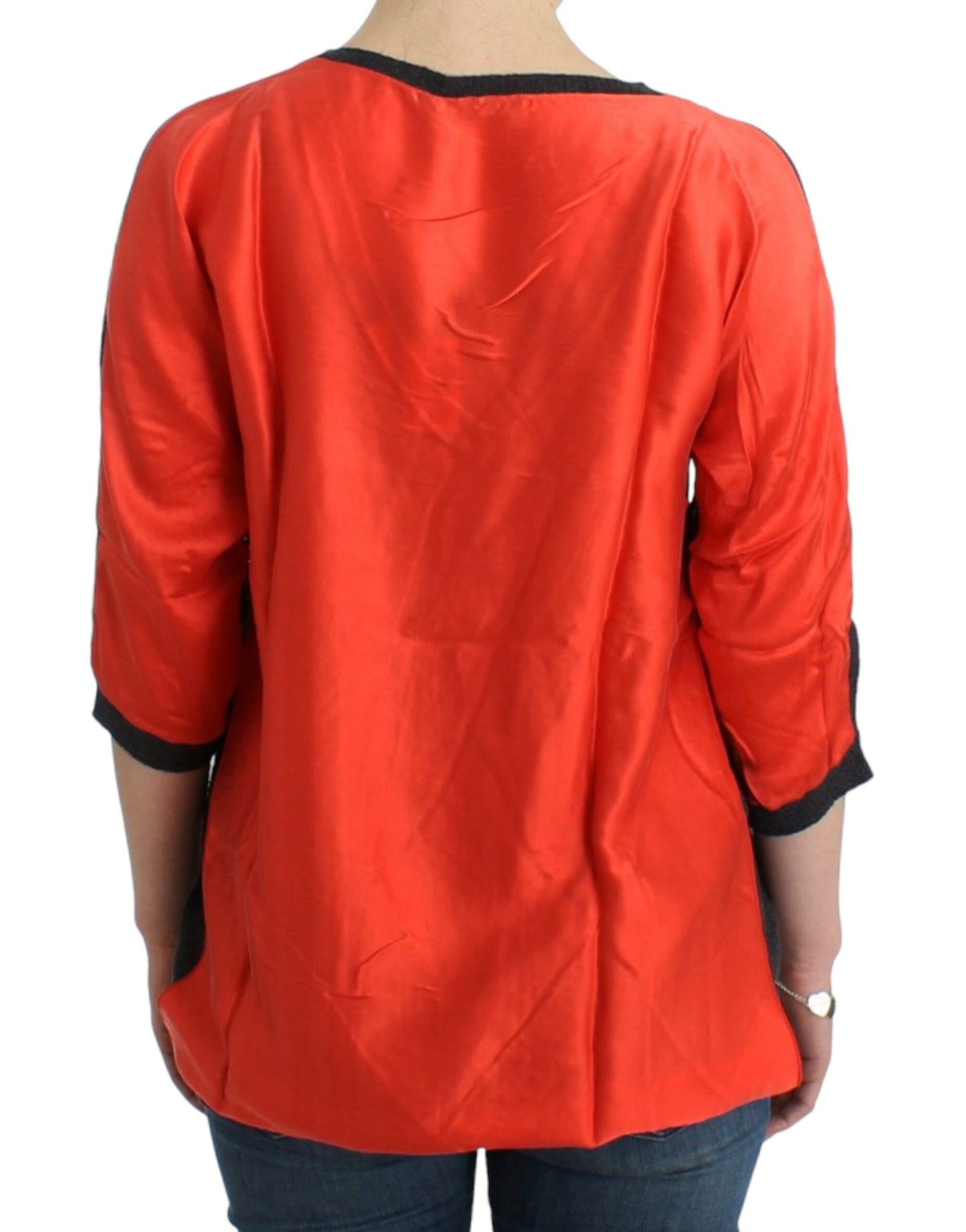 Costume National Chic V-Ausschnitt Alpaka-Mischung Kurzarmpullover
