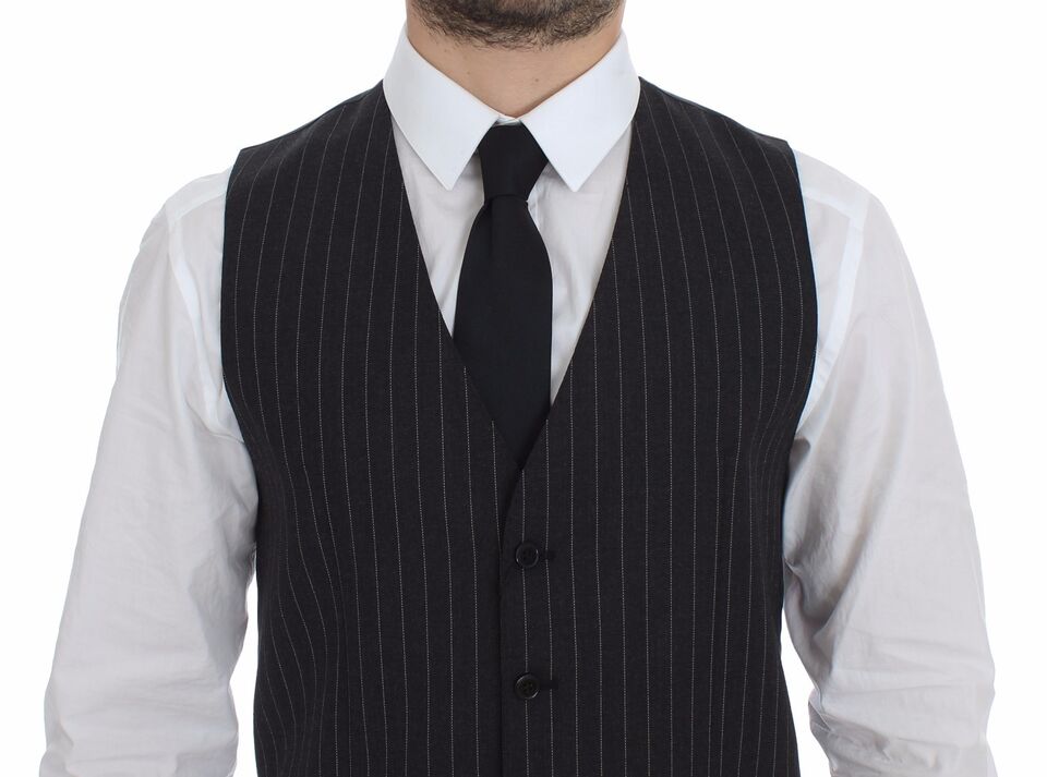 Dolce & Gabbana Eleganter Grauer Gestreifter Kleidungsweste