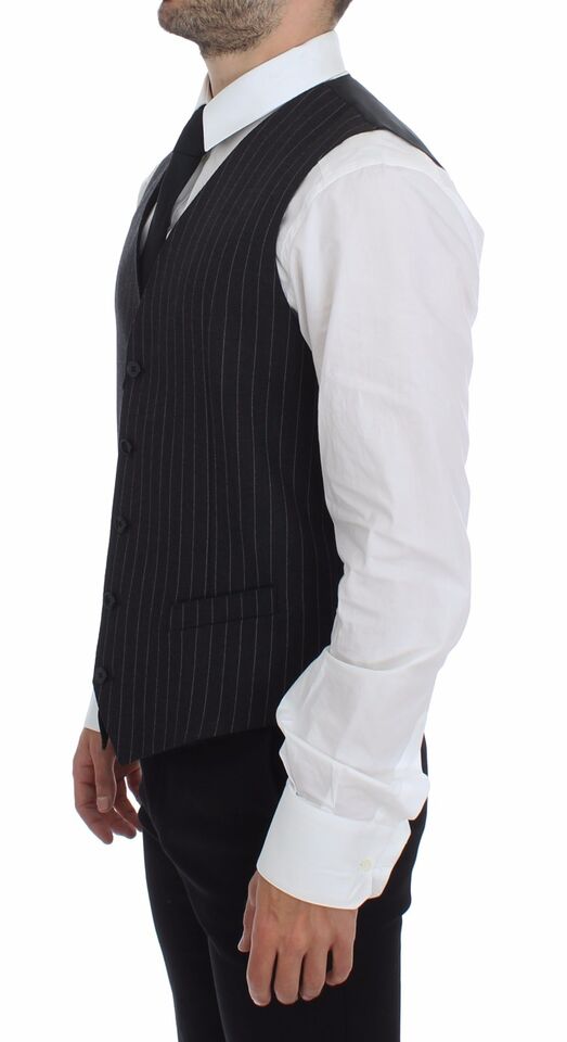 Dolce & Gabbana Eleganter Grauer Gestreifter Kleidungsweste