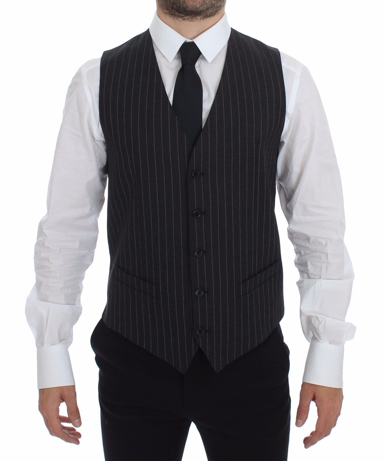 Dolce & Gabbana Eleganter Grauer Gestreifter Kleidungsweste