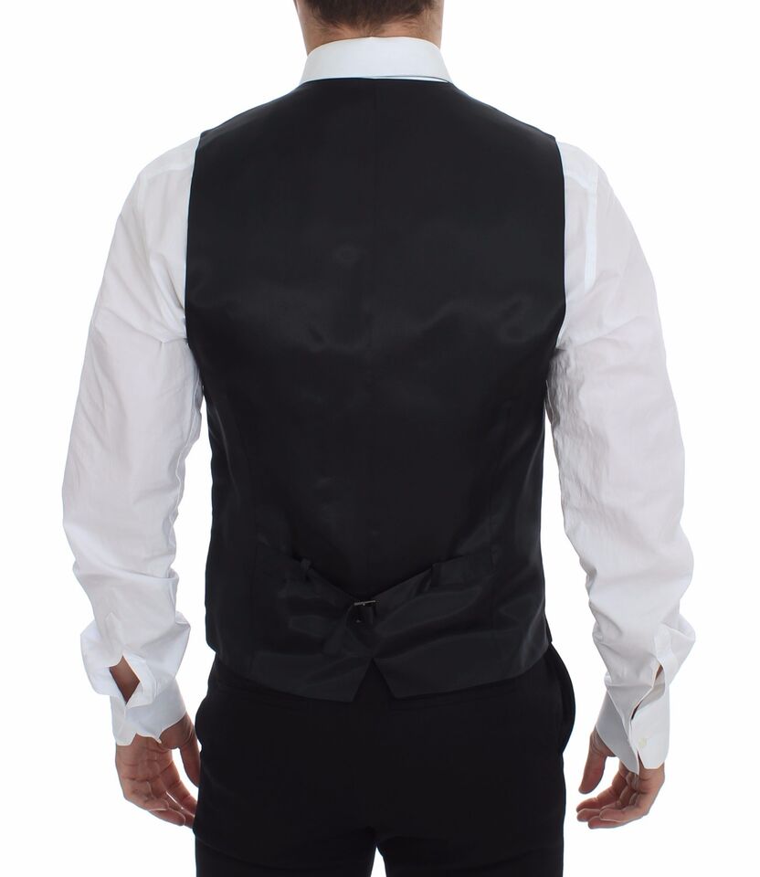 Chaleco gris de lana a rayas con logo Gilet Weste
