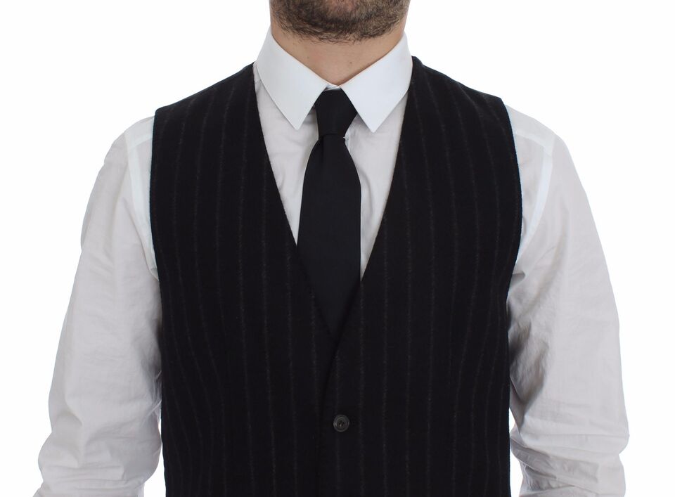 Chaleco negro de lana a rayas con logo Gilet Weste