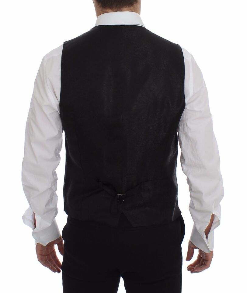 Chaleco negro de lana a rayas con logo Gilet Weste