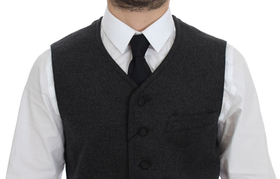 Chaleco gris con logo en mezcla de lana Gilet Weste