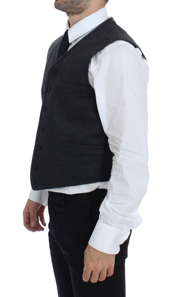 Chaleco gris con logo en mezcla de lana Gilet Weste