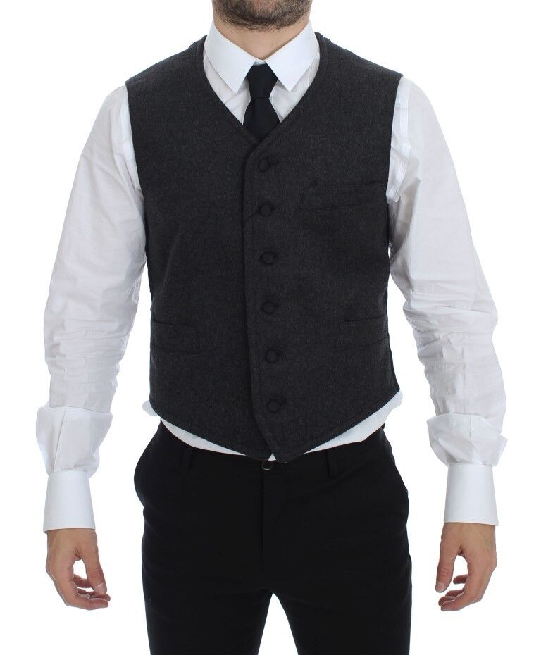 Chaleco gris con logo en mezcla de lana Gilet Weste
