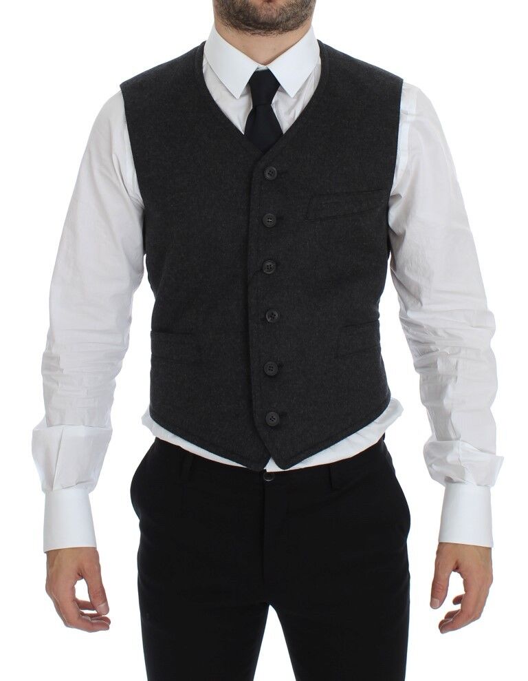 Chaleco de mezcla de lana gris Gilet Weste