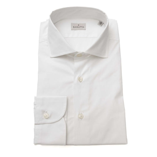 Camicia Slim da Uomo in Cotone Bianco Bagutta