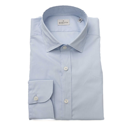 Camicia da uomo in cotone azzurro chiaro Bagutta