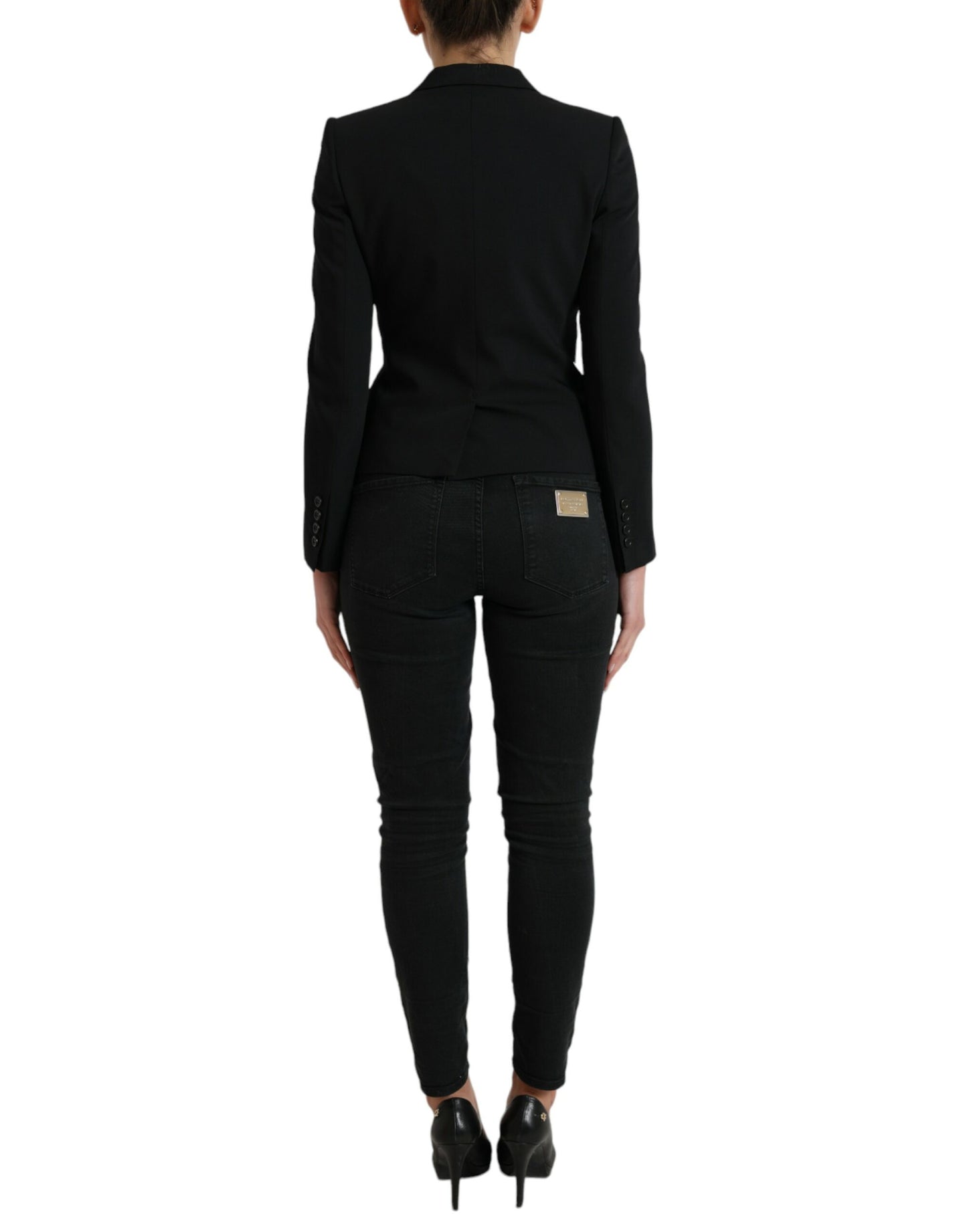 Giacca cappotto blazer monopetto in lana nera