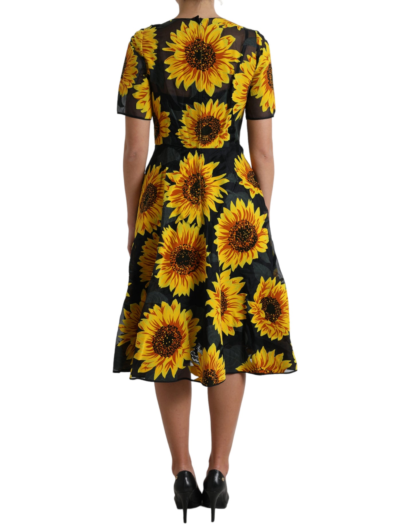 Dolce & Gabbana Sommerliches Midikleid in A-Linie mit Sonnenblumenmuster