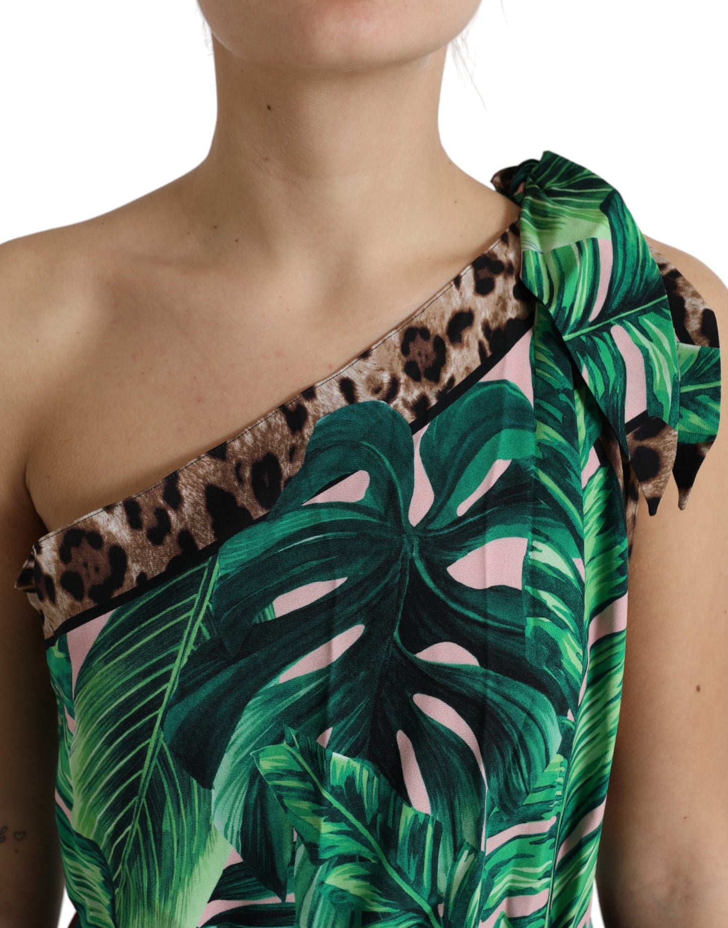 Dolce & Gabbana One-Shoulder-Kleid mit tropischem Dschungel-Print