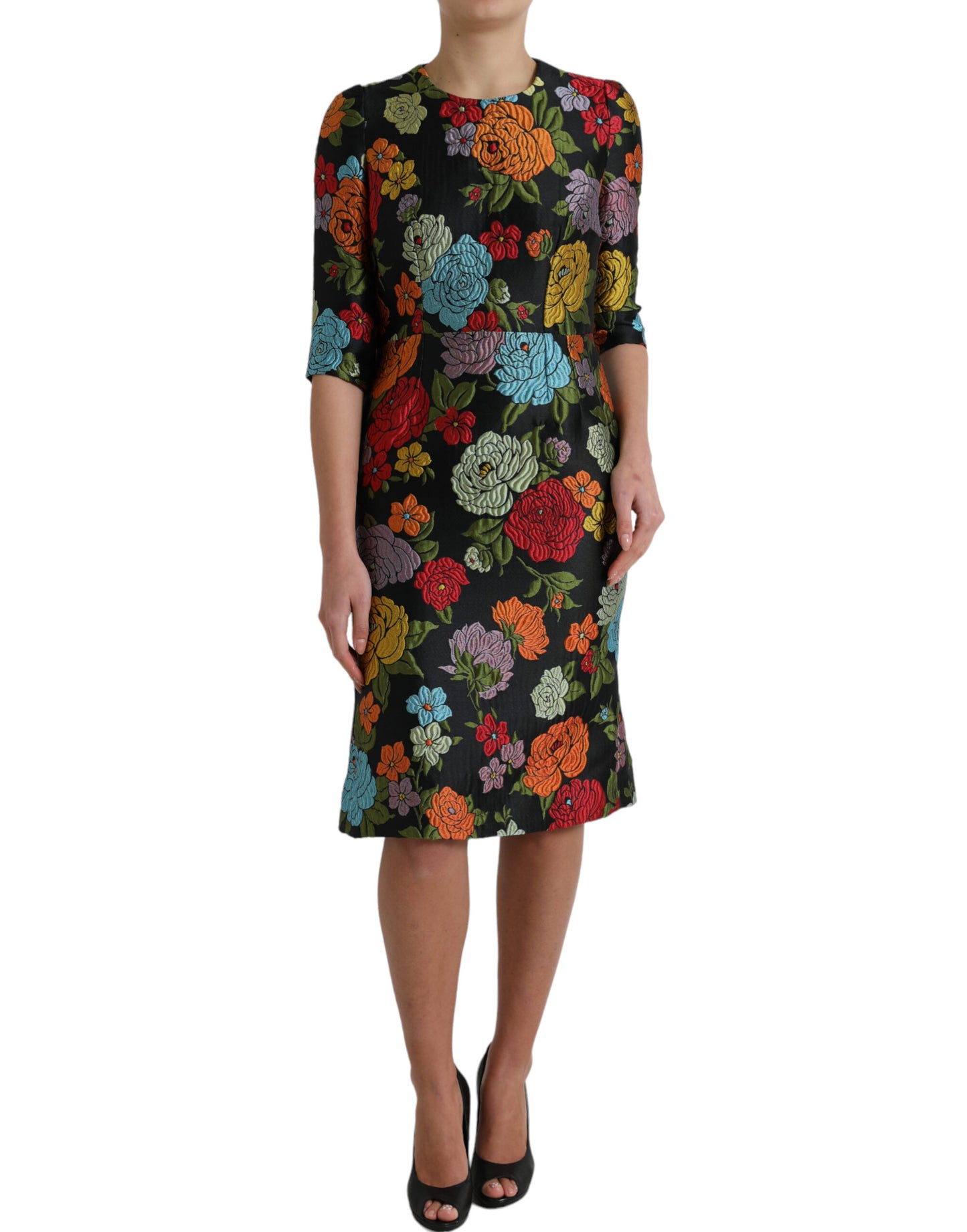 Dolce & Gabbana Elegantes Bleistiftkleid mit Blumenstickerei