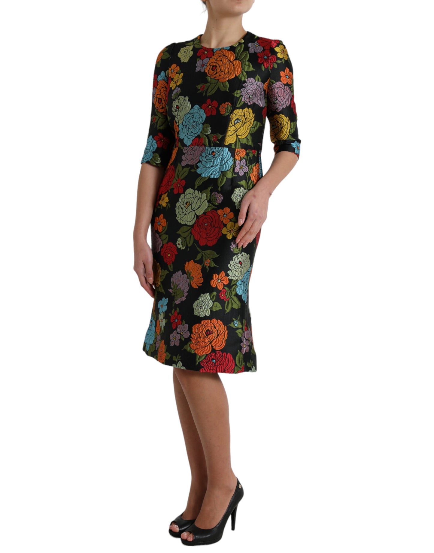 Dolce & Gabbana Elegantes Bleistiftkleid mit Blumenstickerei