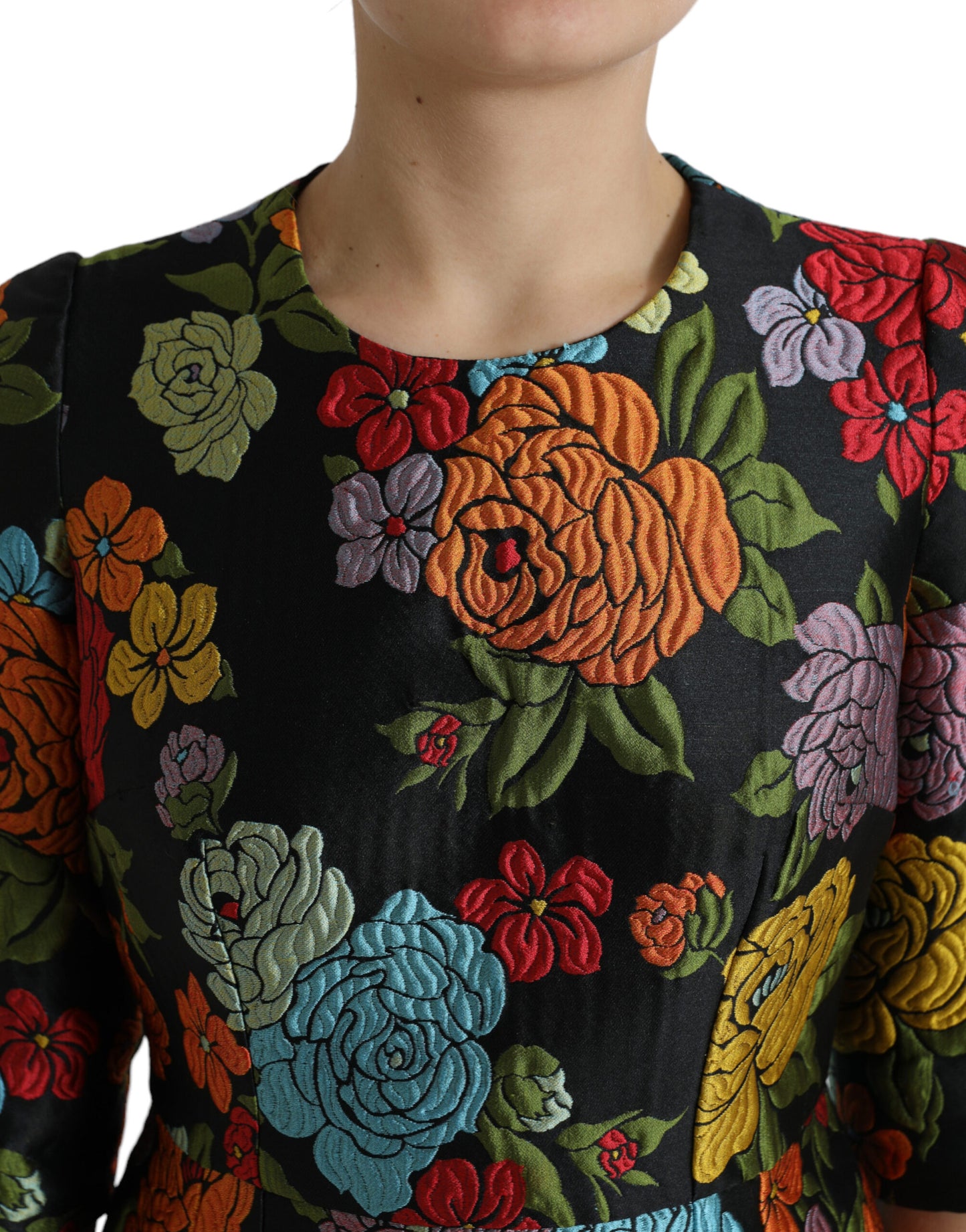 Dolce & Gabbana Elegantes Bleistiftkleid mit Blumenstickerei