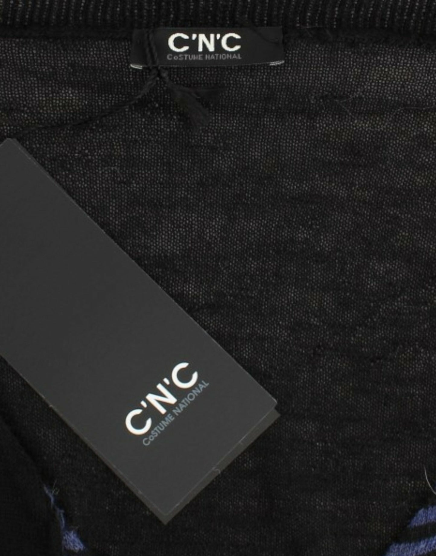 Maglione scollo a V a righe nere