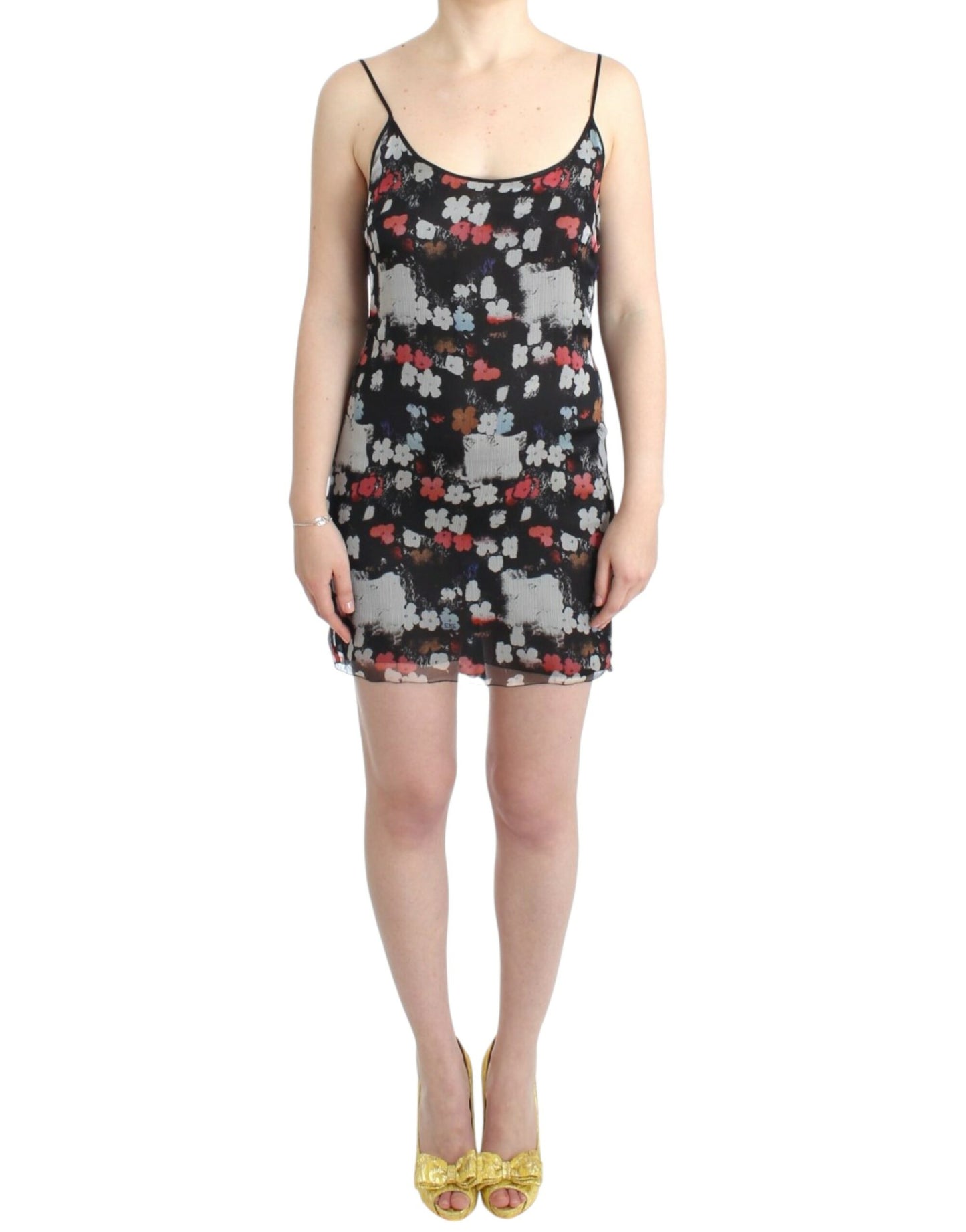 Costume National Mehrfarbiges Seidenblumen-Minikleid